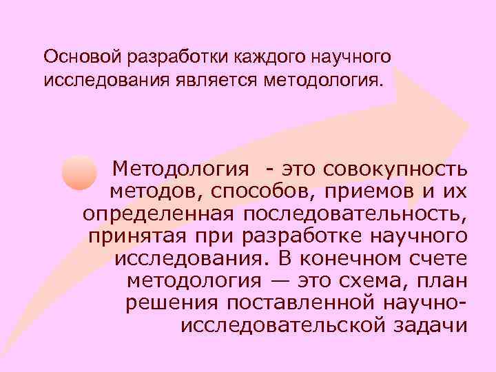 Основой разработки каждого научного исследования является методология. Методология - это совокупность методов, способов, приемов