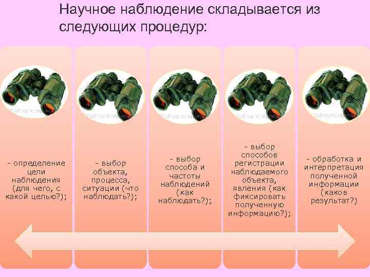 Научное наблюдение складывается из следующих процедур: - определение цели наблюдения (для чего, с какой