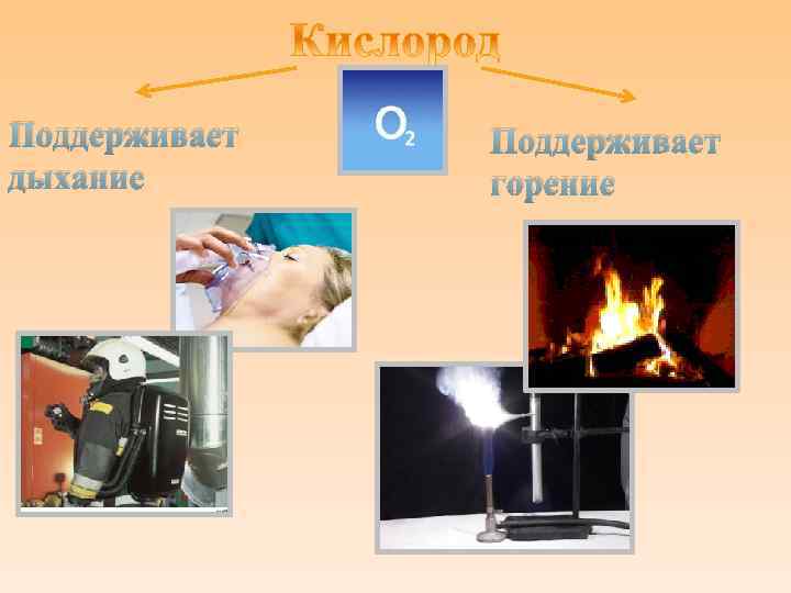 Поддерживает дыхание Поддерживает горение 