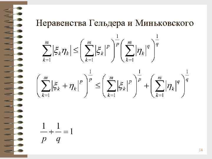 Неравенства Гельдера и Миньковского 14 