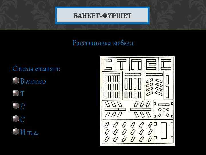 Схема банкета фуршета