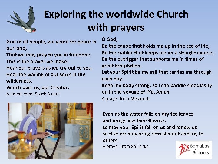 Exploring the worldwide Church with prayers God of all people, we yearn for peace