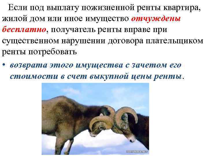 Если под выплату пожизненной ренты квартира, жилой дом или иное имущество отчуждены бесплатно, получатель