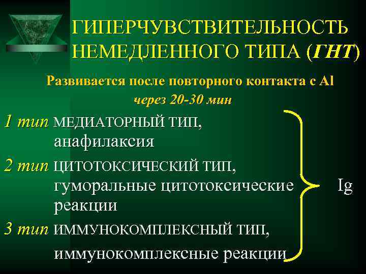 ГИПЕРЧУВСТВИТЕЛЬНОСТЬ НЕМЕДЛЕННОГО ТИПА (ГНТ) Развивается после повторного контакта с Al через 20 -30 мин