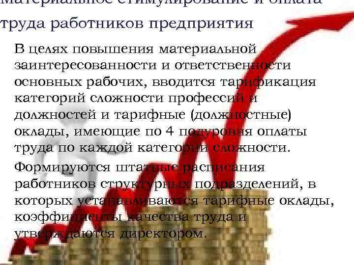 Материальное стимулирование и оплата труда работников предприятия В целях повышения материальной заинтересованности и ответственности