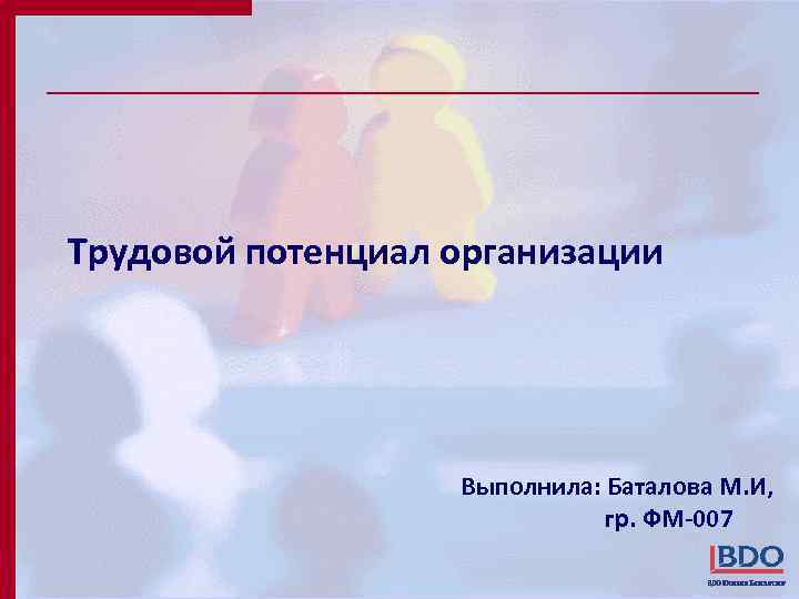 Трудовой потенциал организации Выполнила: Баталова М. И, гр. ФМ-007 