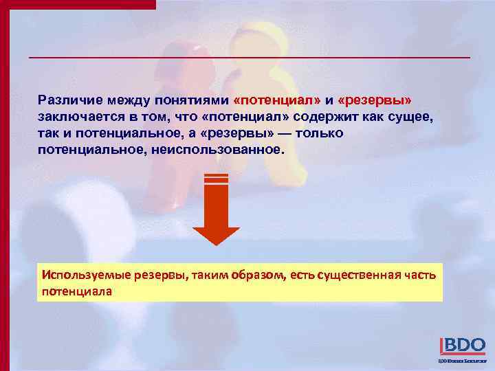 Различие между понятиями «потенциал» и «резервы» заключается в том, что «потенциал» содержит как сущее,