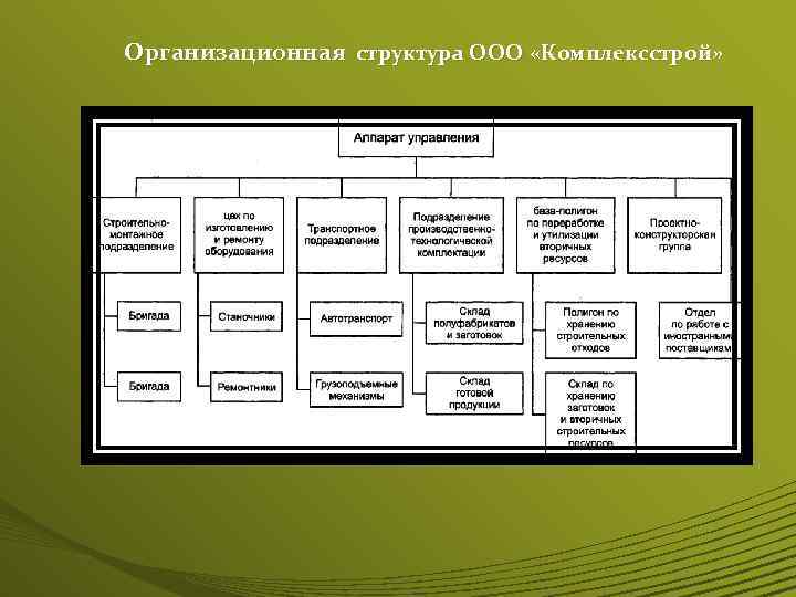 Организационная структура ООО «Комплексстрой» 