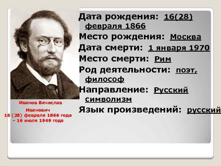 Дата рождения: 16(28) февраля 1866 Место рождения: Москва Дата смерти: 1 января 1970 Место