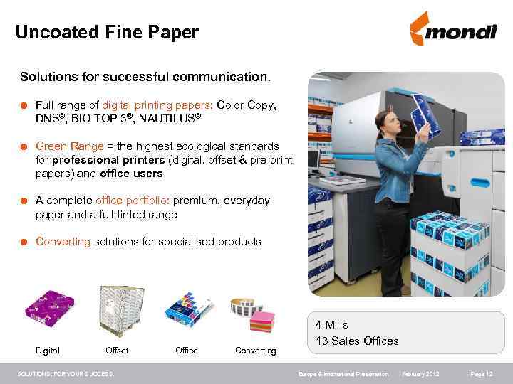 Uncoated Fine Paper Solutions for successful communication. Full range of digital printing papers: Color