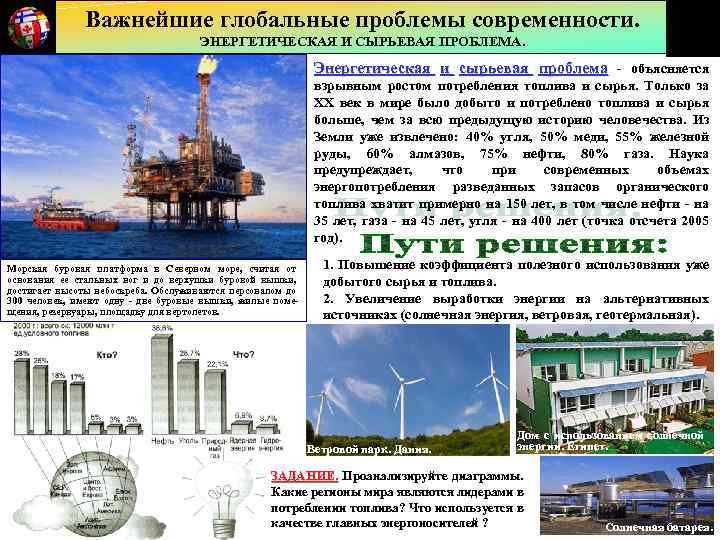 Важнейшие глобальные проблемы современности. ЭНЕРГЕТИЧЕСКАЯ И СЫРЬЕВАЯ ПРОБЛЕМА. Энергетическая и сырьевая проблема - объясняется