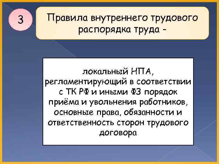 3 Правила внутреннего трудового распорядка труда - локальный НПА, регламентирующий в соответствии с ТК