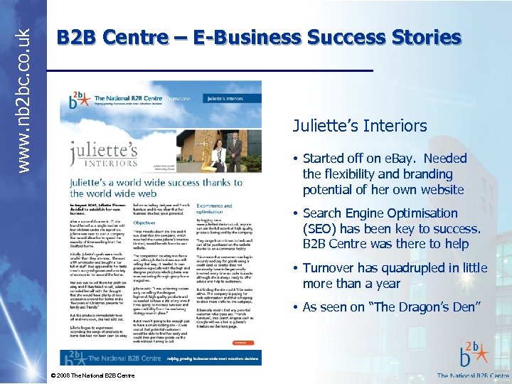 www. nb 2 bc. co. uk B 2 B Centre – E-Business Success Stories