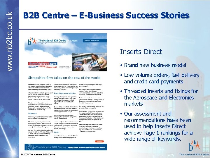 www. nb 2 bc. co. uk B 2 B Centre – E-Business Success Stories