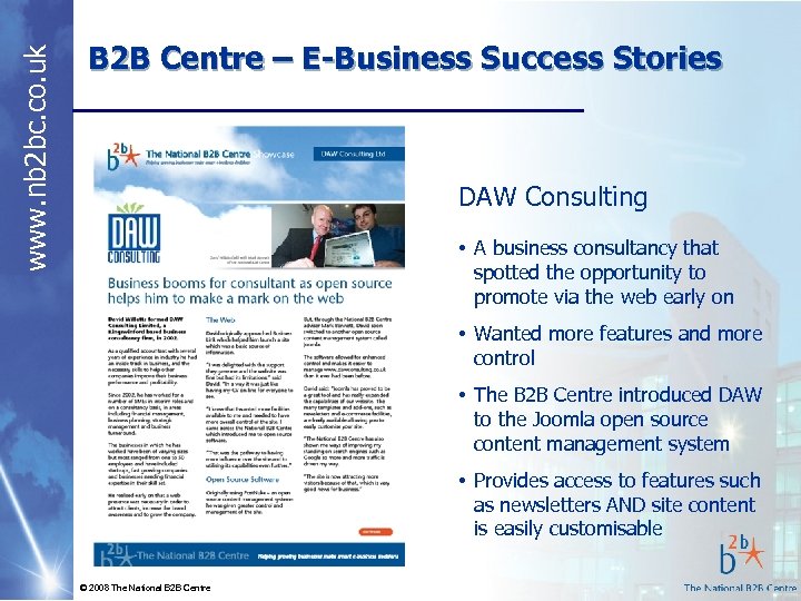 www. nb 2 bc. co. uk B 2 B Centre – E-Business Success Stories