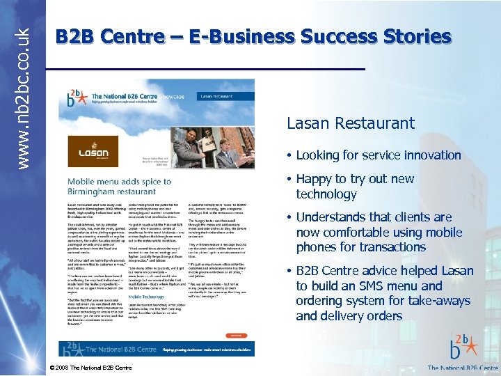 www. nb 2 bc. co. uk B 2 B Centre – E-Business Success Stories