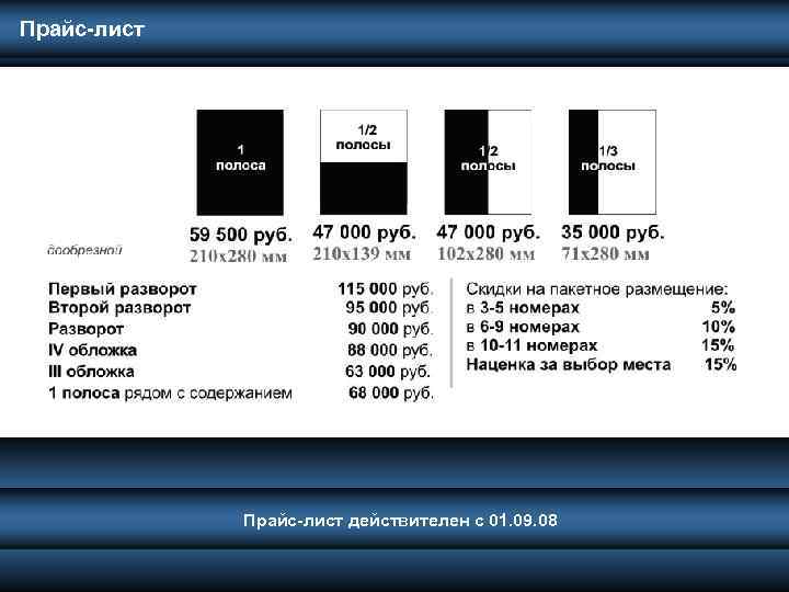 Прайс-лист действителен с 01. 09. 08 