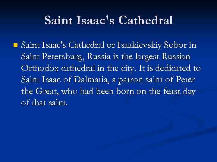 Saint Isaac's Cathedral n Saint Isaac's Cathedral or Isaakievskiy Sobor in Saint Petersburg, Russia