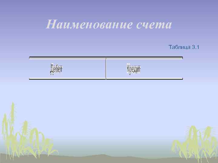 Наименование счета Таблица 3. 1 