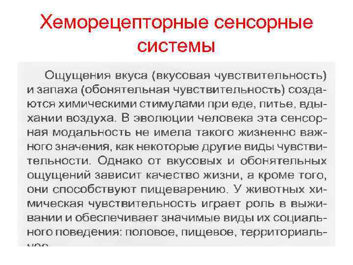 Хеморецепторные сенсорные системы 