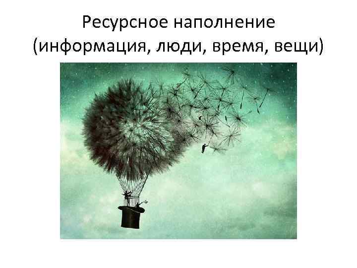 Ресурсное наполнение (информация, люди, время, вещи) 