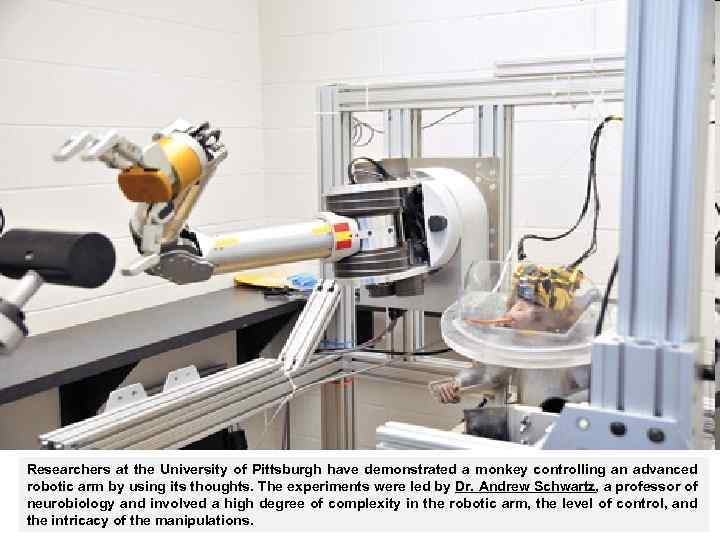 Researchers at the University of Pittsburgh have demonstrated a monkey controlling an advanced robotic