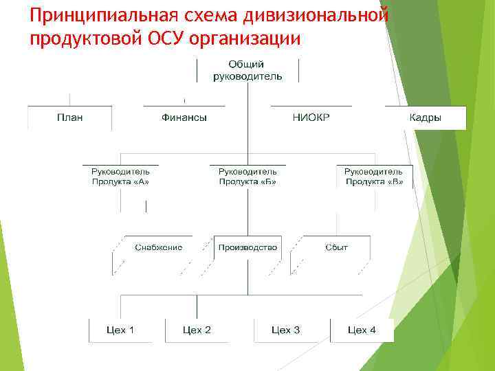 Принципиальная схема дивизиональной продуктовой ОСУ организации 