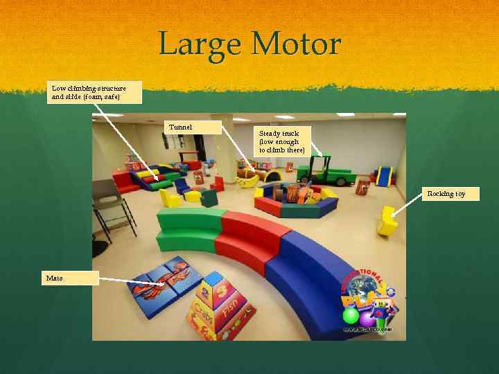 Large Motor Low climbing structure and slide (foam, safe) Tunnel Steady truck (low enough