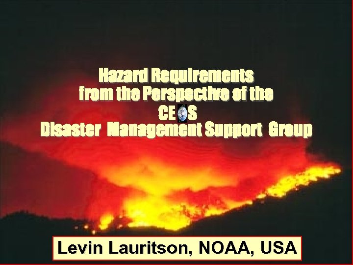Hazard Requirements from the Perspective of the CE S Disaster Management Support Group Levin