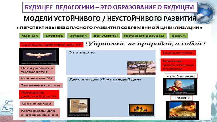 БУДУЩЕЕ ПЕДАГОГИКИ – ЭТО ОБРАЗОВАНИЕ О БУДУЩЕМ МОДЕЛИ УСТОЙЧИВОГО / НЕУСТОЙЧИВОГО РАЗВИТИЯ 