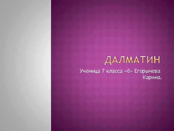 Ученица 7 класса «б» Егорычева Карина. 
