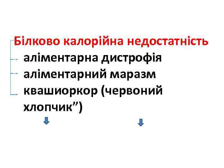 Білково калорійна недостатність аліментарна дистрофія аліментарний маразм квашиоркор (червоний хлопчик”) 