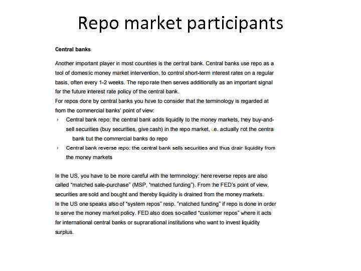 Repo market participants 
