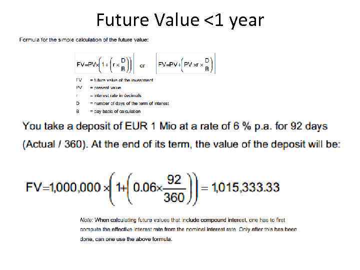 Future Value <1 year 