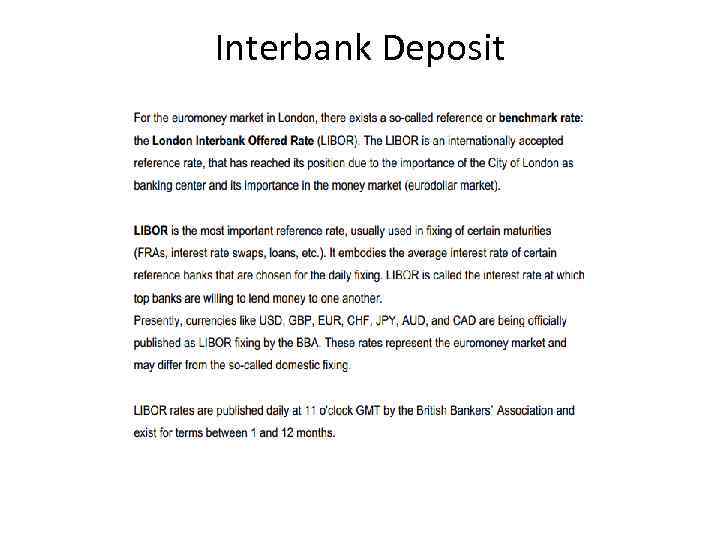 Interbank Deposit 