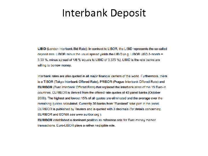 Interbank Deposit 