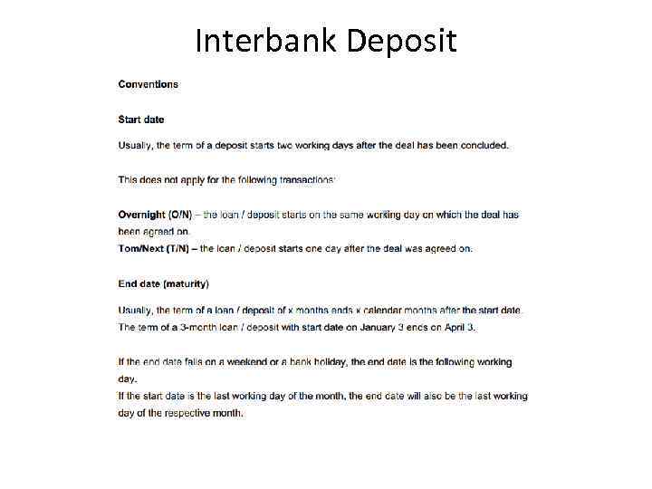 Interbank Deposit 