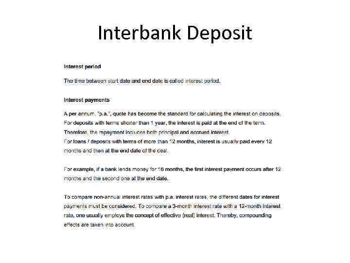 Interbank Deposit 