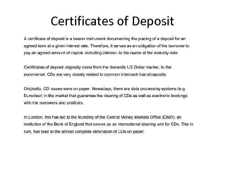 Certificates of Deposit 