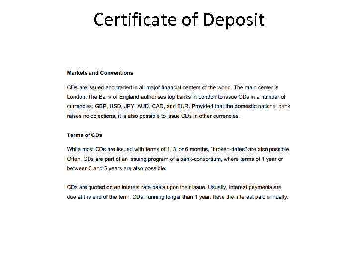 Certificate of Deposit 