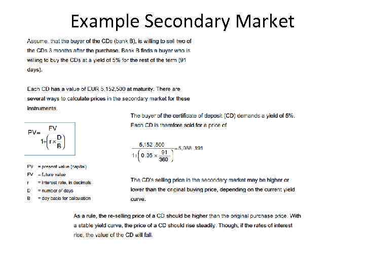 Example Secondary Market 