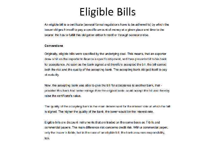 Eligible Bills 