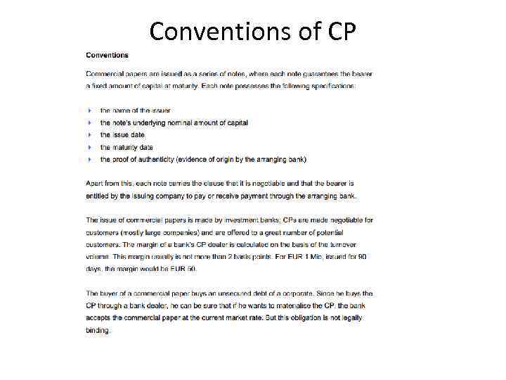 Conventions of CP 