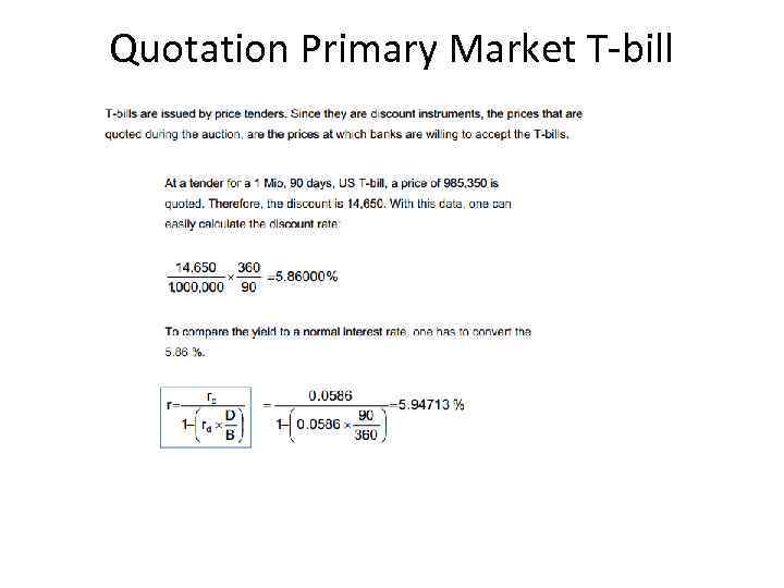 Quotation Primary Market T-bill 