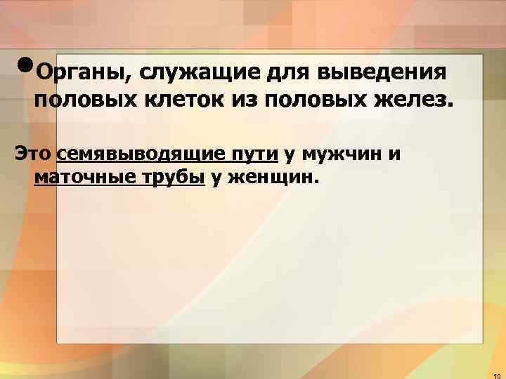  • Органы, служащие для выведения половых клеток из половых желез. Это семявыводящие пути