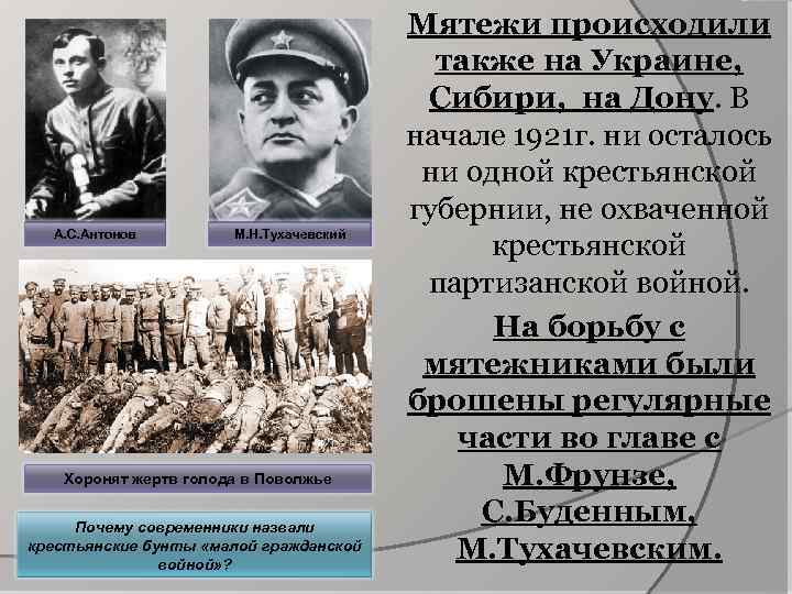 А. С. Антонов М. Н. Тухачевский Хоронят жертв голода в Поволжье Почему современники назвали