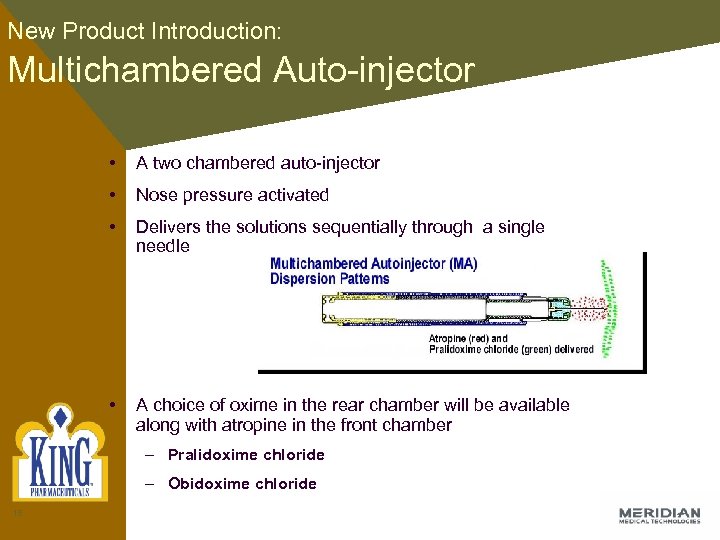 New Product Introduction: Multichambered Auto-injector • A two chambered auto-injector • Nose pressure activated