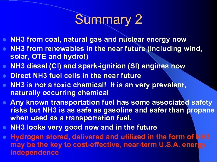 Summary 2 l l l l NH 3 from coal, natural gas and nuclear