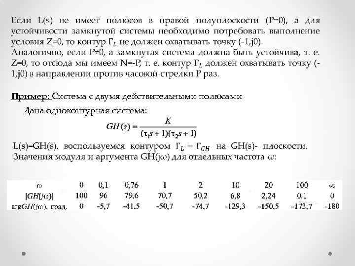  Пример: Система с двумя действительными полюсами Дана одноконтурная система: 