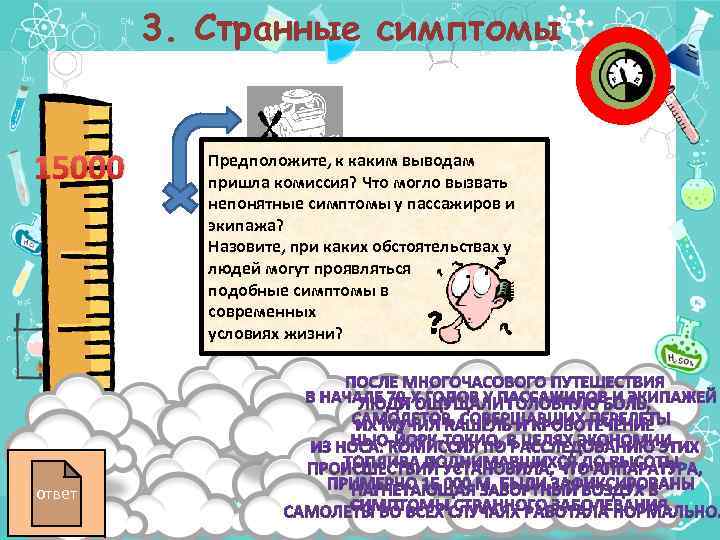 3. Странные симптомы 15000 ответ Предположите, к каким выводам пришла комиссия? Что могло вызвать